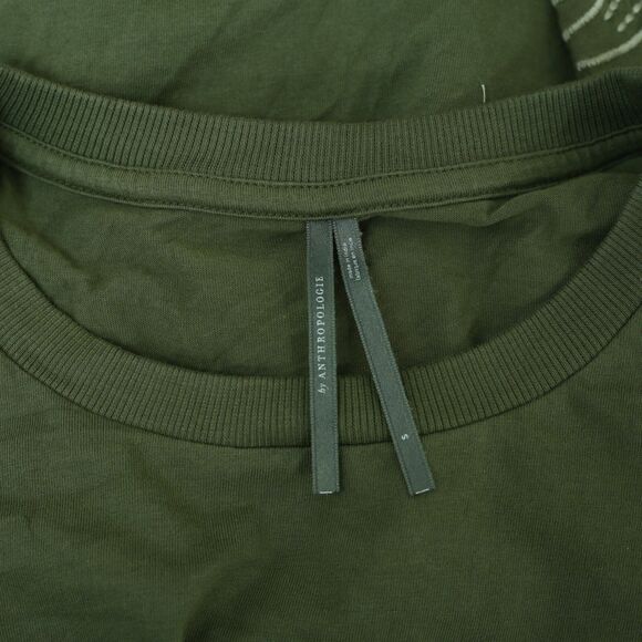 By Anthropologie Boxy Cutwork Tee Blouse Top Floral Embroidered Cotton S 280424 - Picture 9 of 9